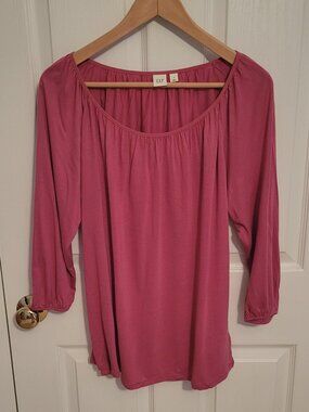 Gap Women's 3/4 Sleeve Shirt Size Small Wild Rose Pink Blouse Top NWT